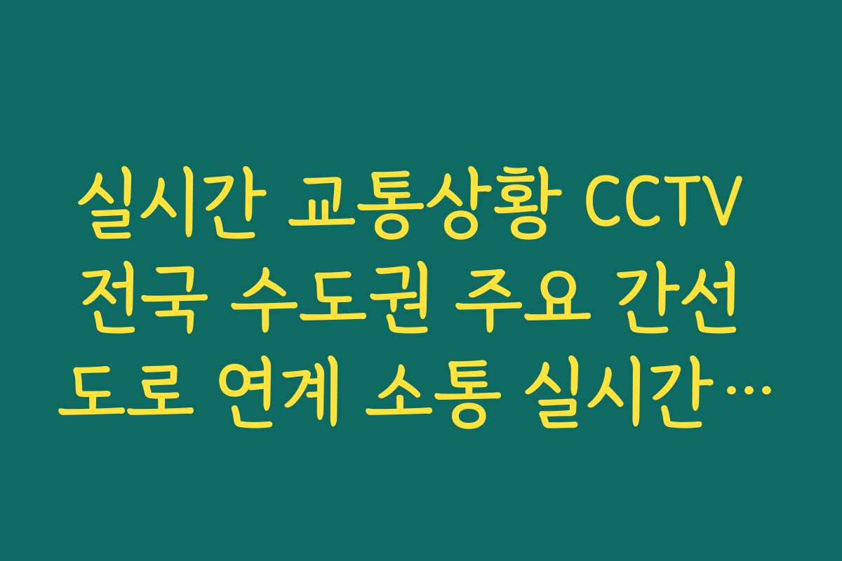 실시간 교통상황 CCTV 전국 수도권 주요 간선 도로 연계 소통 실시간 보기