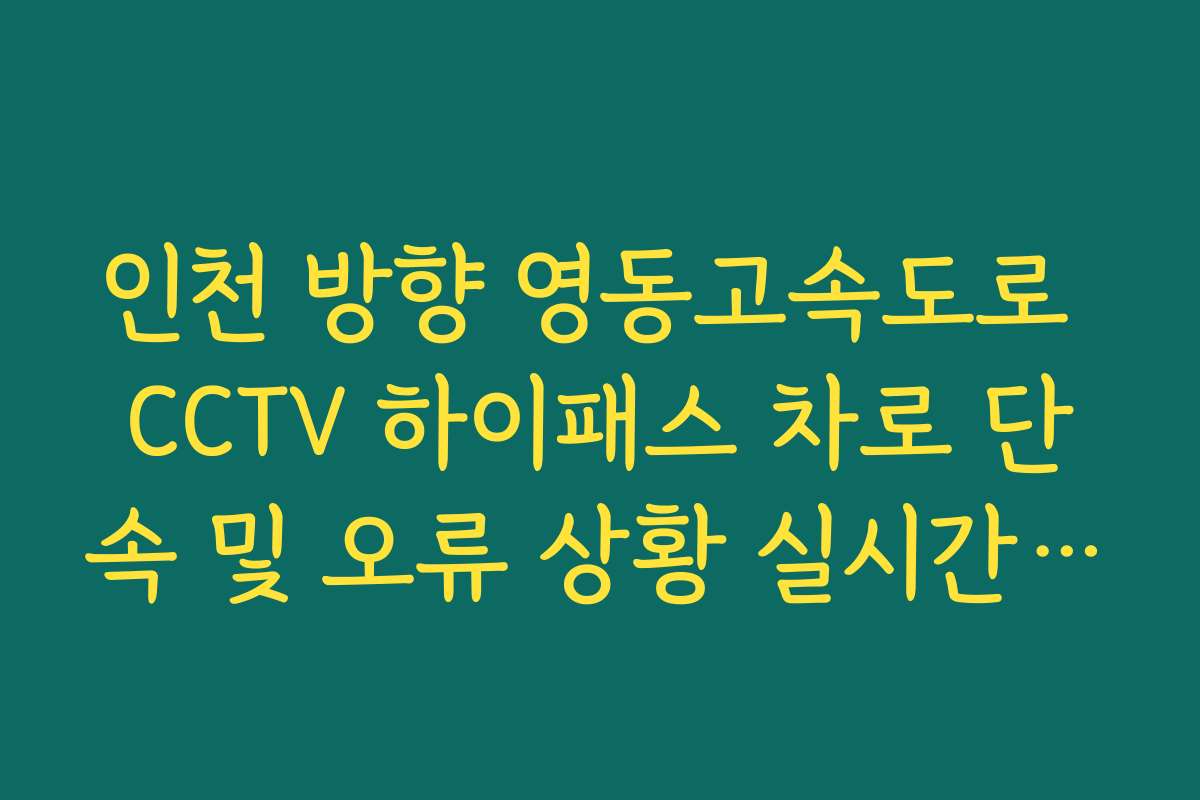인천 방향 영동고속도로 CCTV 하이패스 차로 단속 및 오류 상황 실시간 보기