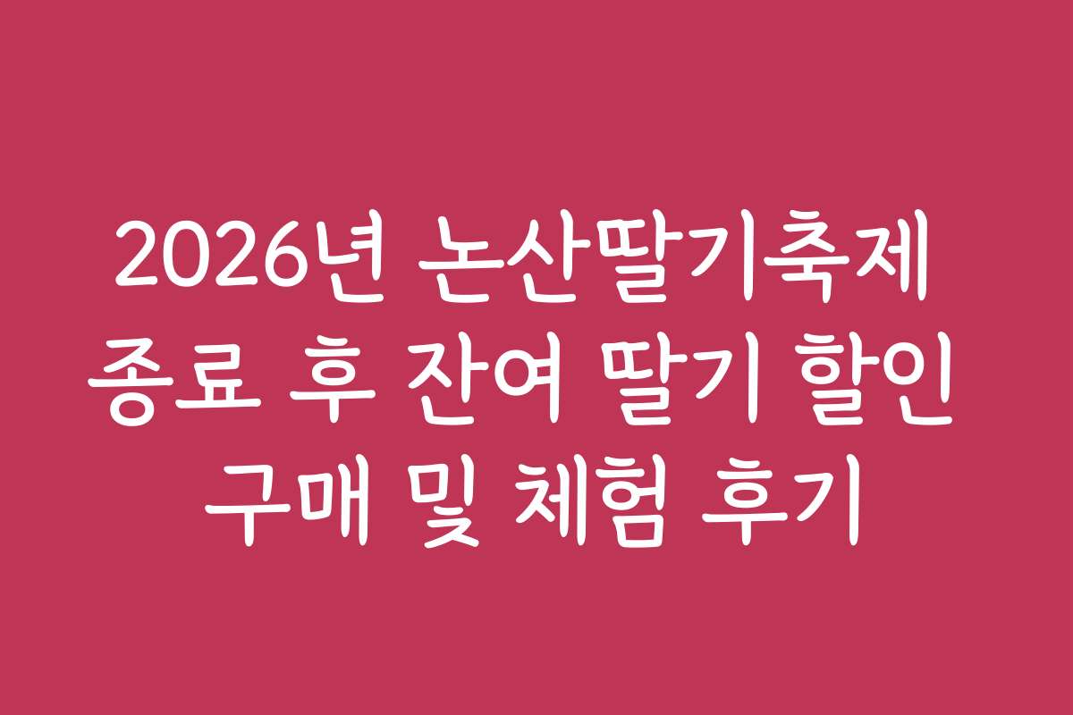 2026년 논산딸기축제 종료 후 잔여 딸기 할인 구매 및 체험 후기