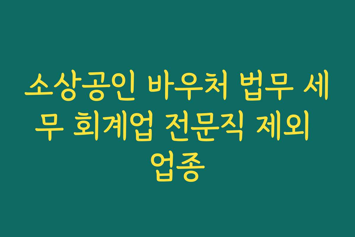 소상공인 바우처 법무 세무 회계업 전문직 제외 업종