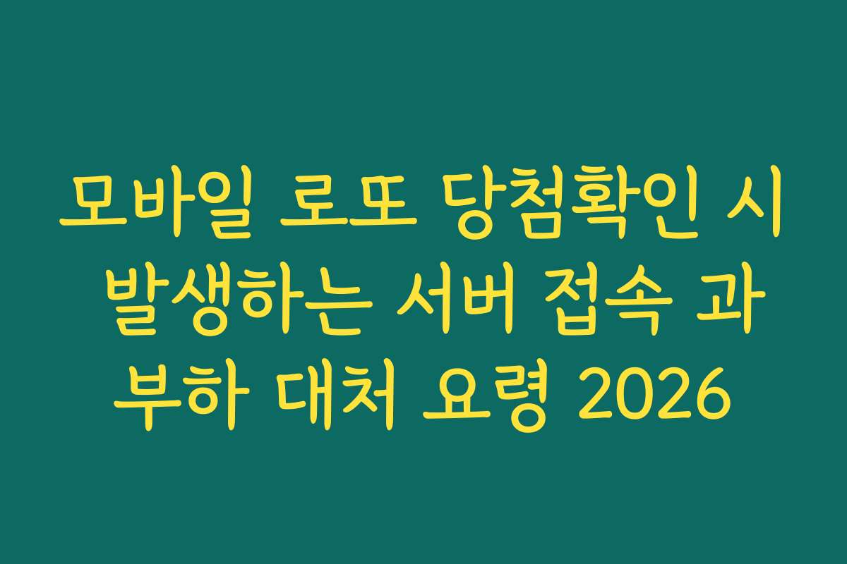 모바일 로또 당첨확인 시 발생하는 서버 접속 과부하 대처 요령 2026