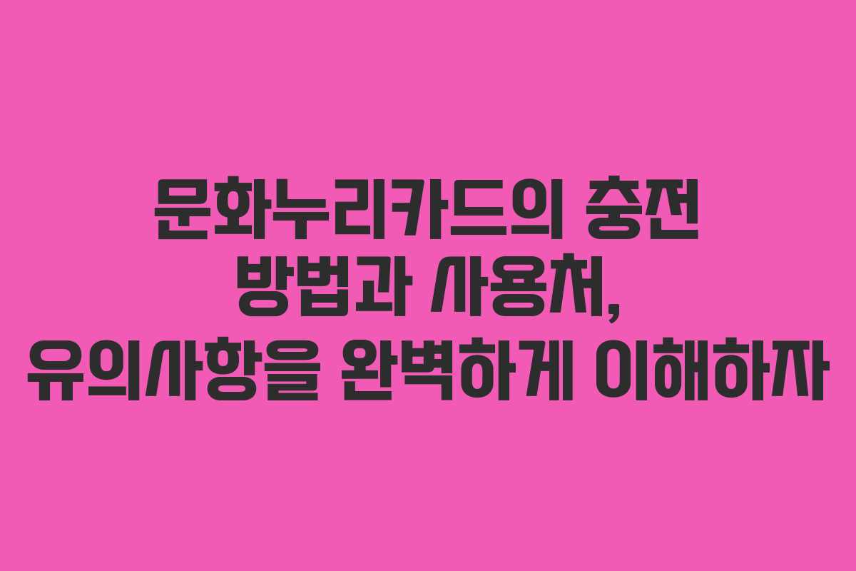 문화누리카드의 충전 방법과 사용처, 유의사항을 완벽하게 이해하자