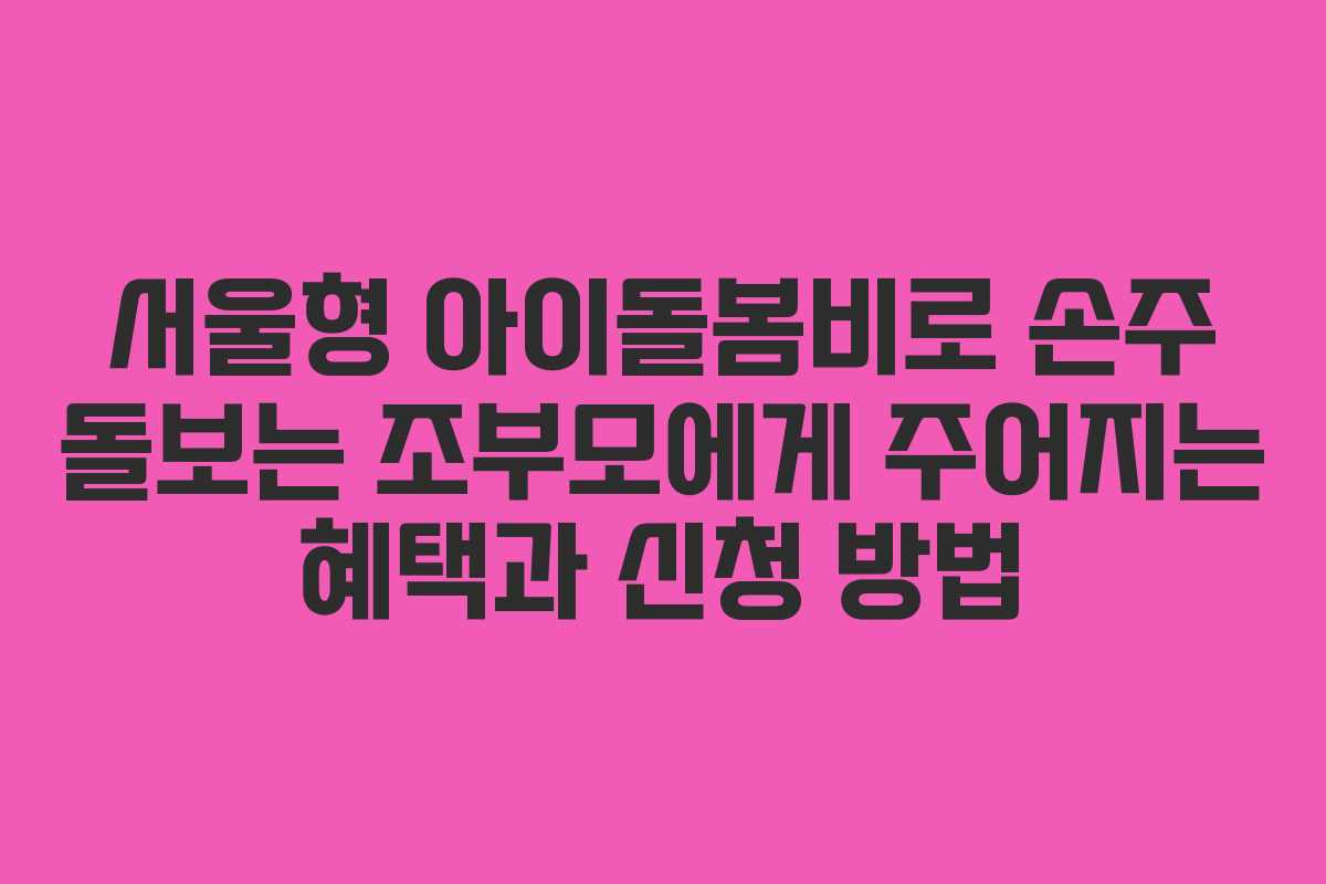 서울형 아이돌봄비로 손주 돌보는 조부모에게 주어지는 혜택과 신청 방법