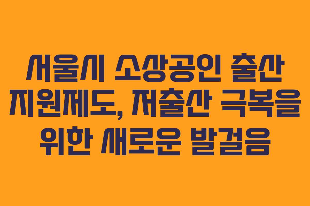 서울시 소상공인 출산 지원제도, 저출산 극복을 위한 새로운 발걸음