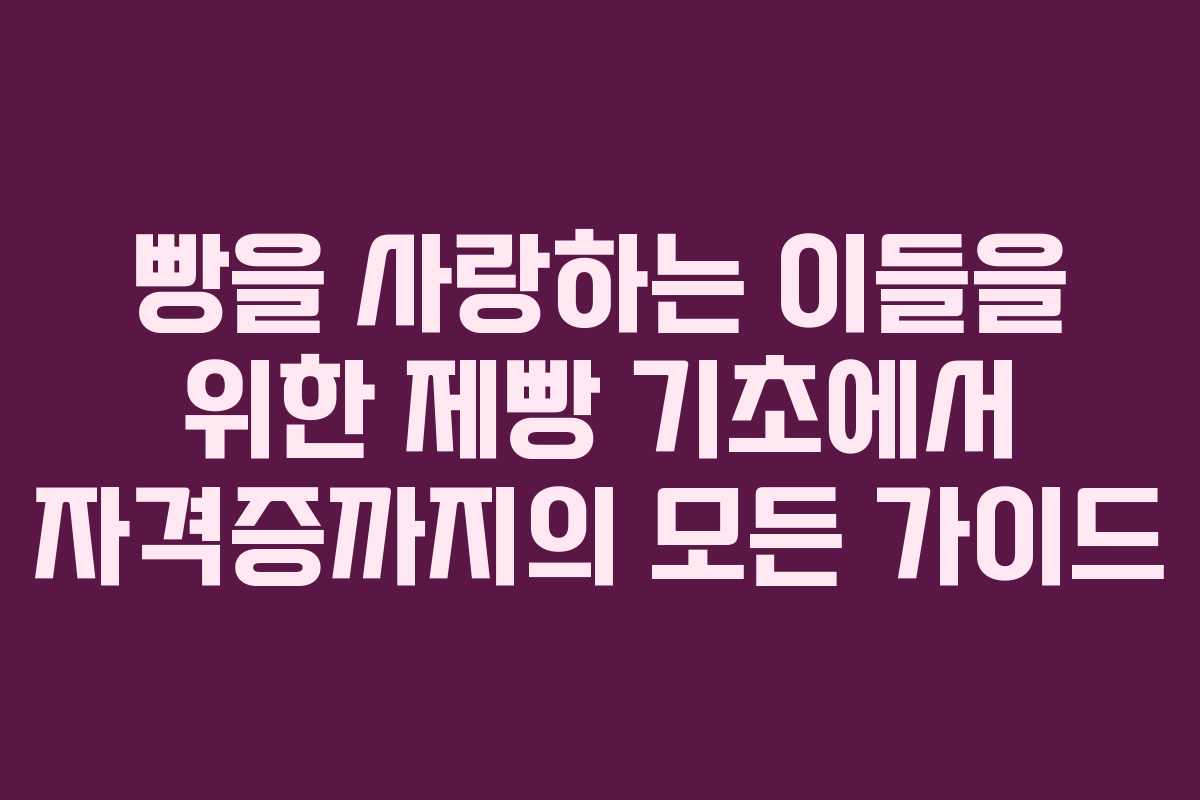 빵을 사랑하는 이들을 위한 제빵 기초에서 자격증까지의 모든 가이드