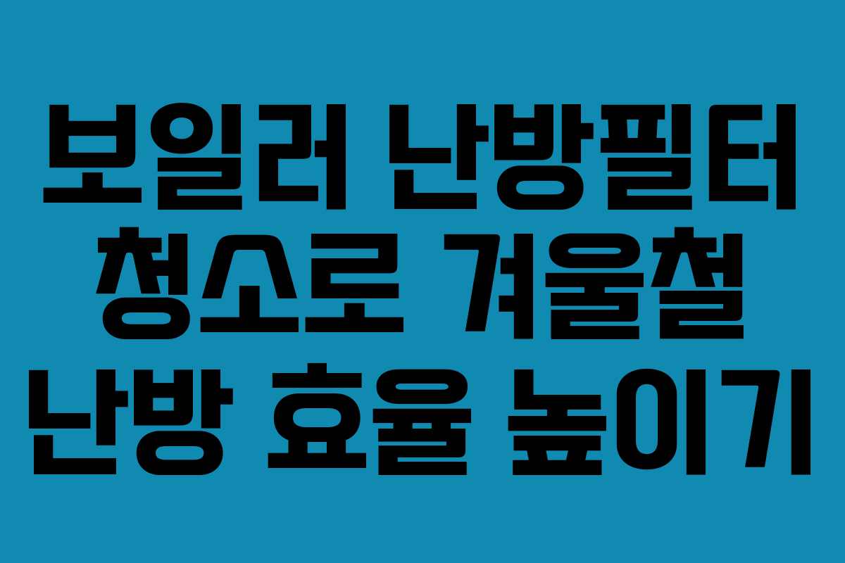 보일러 난방필터 청소로 겨울철 난방 효율 높이기