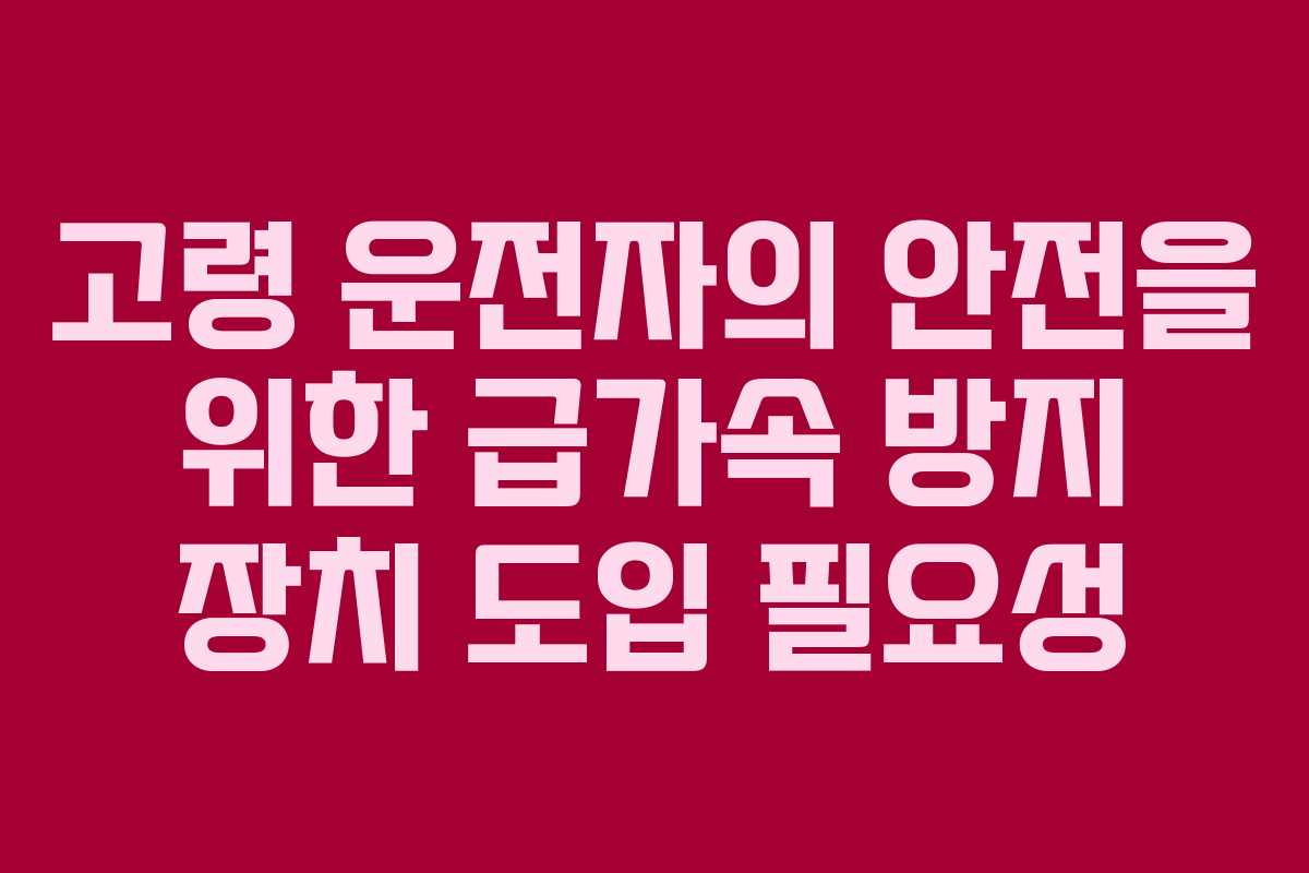 고령 운전자의 안전을 위한 급가속 방지 장치 도입 필요성
