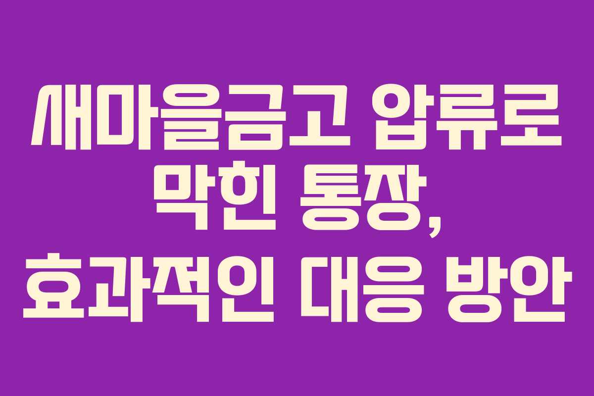 새마을금고 압류로 막힌 통장, 효과적인 대응 방안