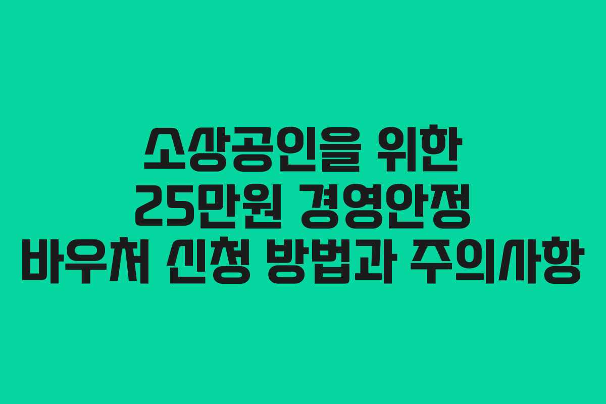 소상공인을 위한 25만원 경영안정 바우처 신청 방법과 주의사항
