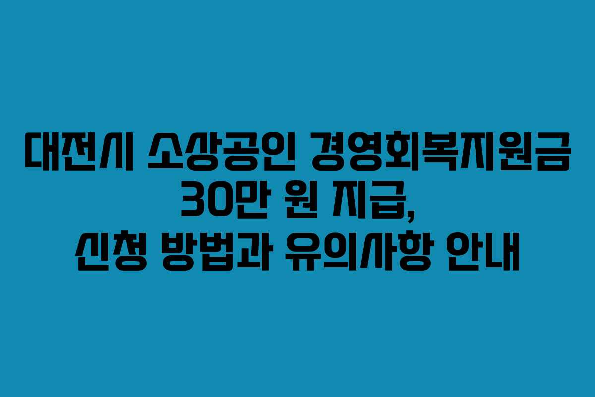대전시 소상공인 경영회복지원금 30만 원 지급, 신청 방법과 유의사항 안내