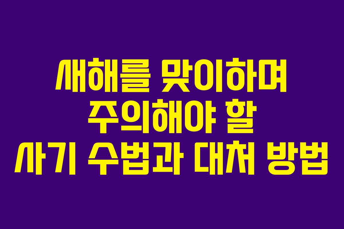 새해를 맞이하며 주의해야 할 사기 수법과 대처 방법