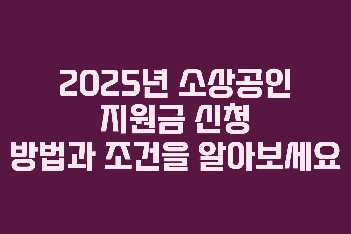 2025년 소상공인 지원금 신청 방법과 조건을 알아보세요