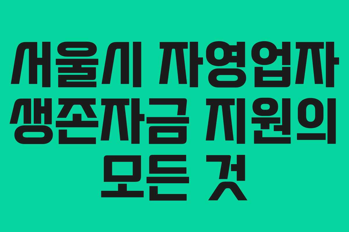 서울시 자영업자 생존자금 지원의 모든 것