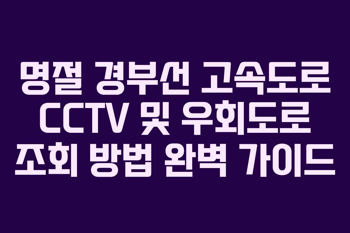 명절 경부선 고속도로 CCTV 및 우회도로 조회 방법 완벽 가이드