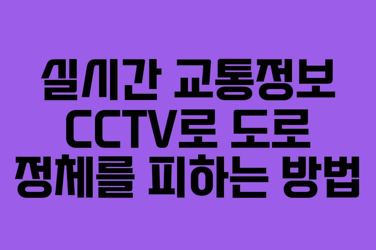실시간 교통정보 CCTV로 도로 정체를 피하는 방법