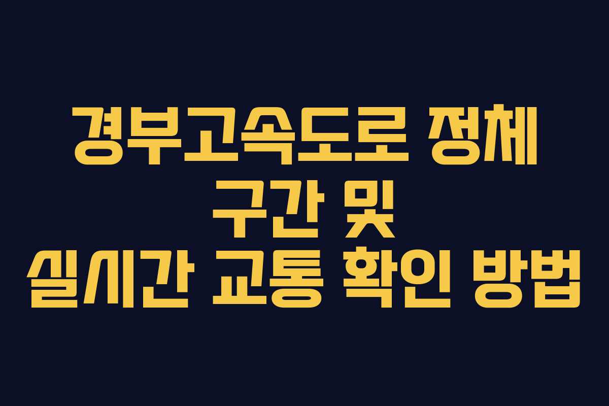 경부고속도로 정체 구간 및 실시간 교통 확인 방법
