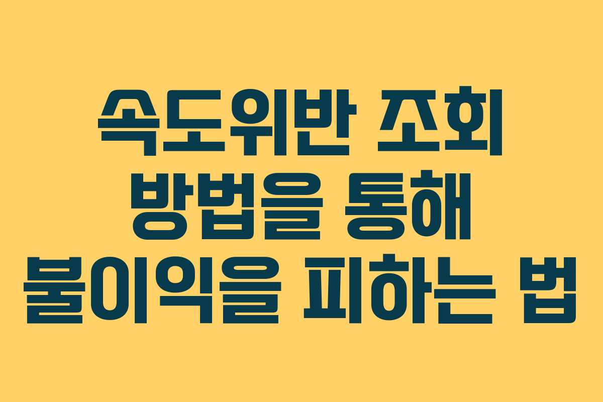 속도위반 조회 방법을 통해 불이익을 피하는 법