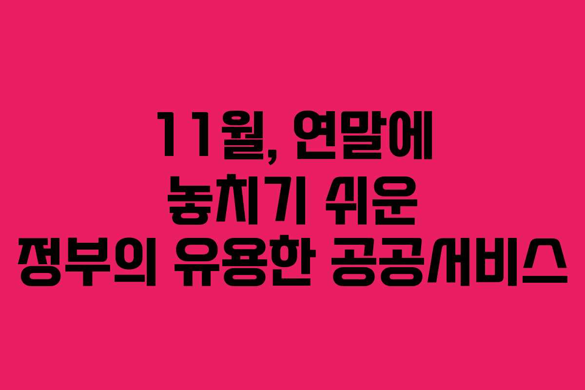 11월, 연말에 놓치기 쉬운 정부의 유용한 공공서비스