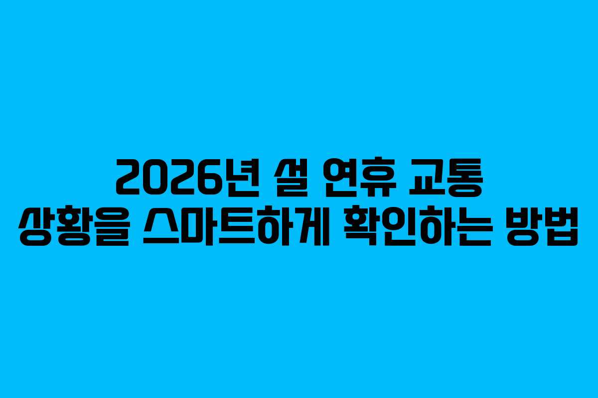 2026년 설 연휴 교통 상황을 스마트하게 확인하는 방법