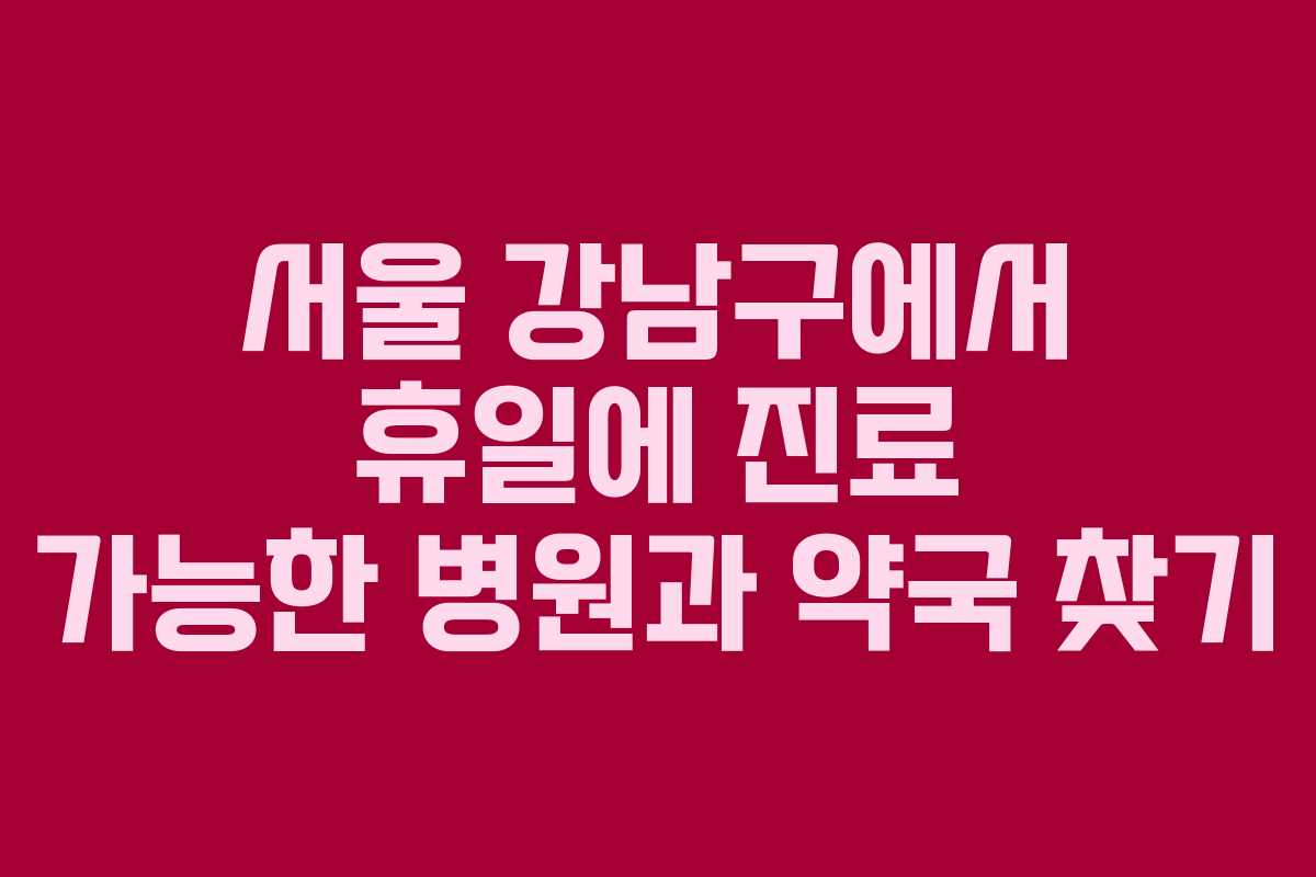 서울 강남구에서 휴일에 진료 가능한 병원과 약국 찾기