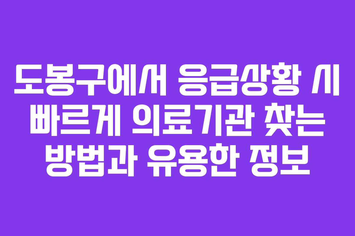 도봉구에서 응급상황 시 빠르게 의료기관 찾는 방법과 유용한 정보