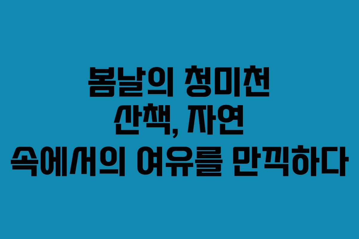 봄날의 청미천 산책, 자연 속에서의 여유를 만끽하다