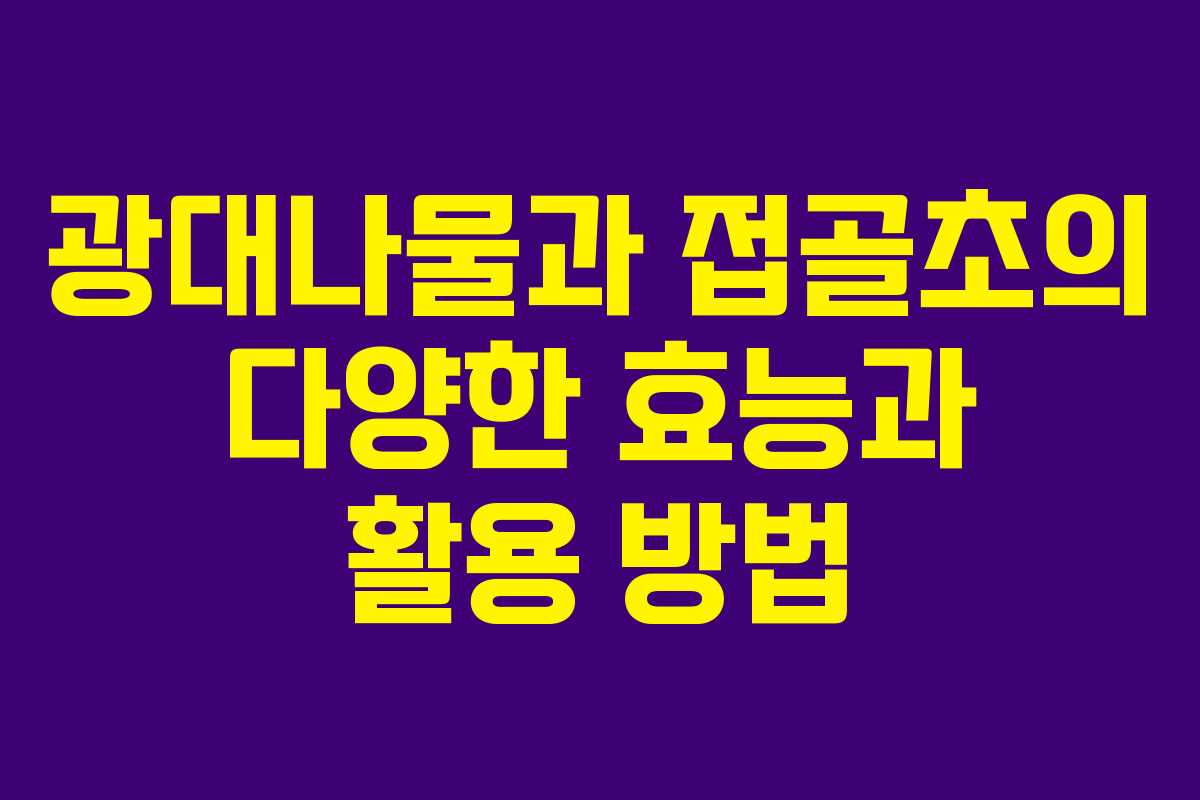 광대나물과 접골초의 다양한 효능과 활용 방법