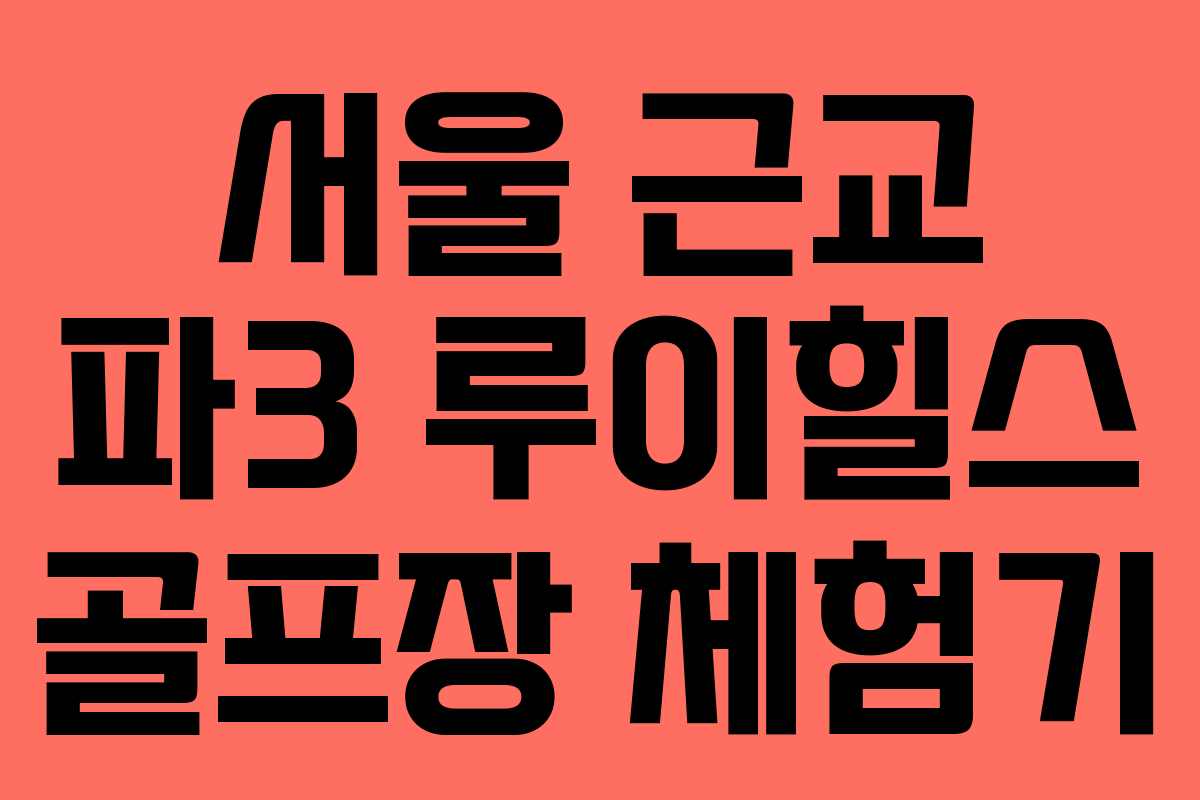 서울 근교 파3 루이힐스 골프장 체험기