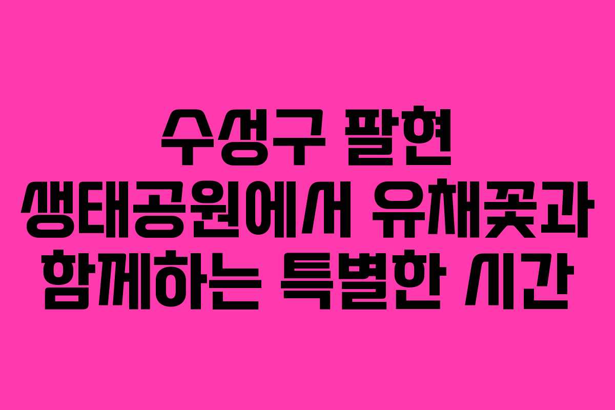 수성구 팔현 생태공원에서 유채꽃과 함께하는 특별한 시간