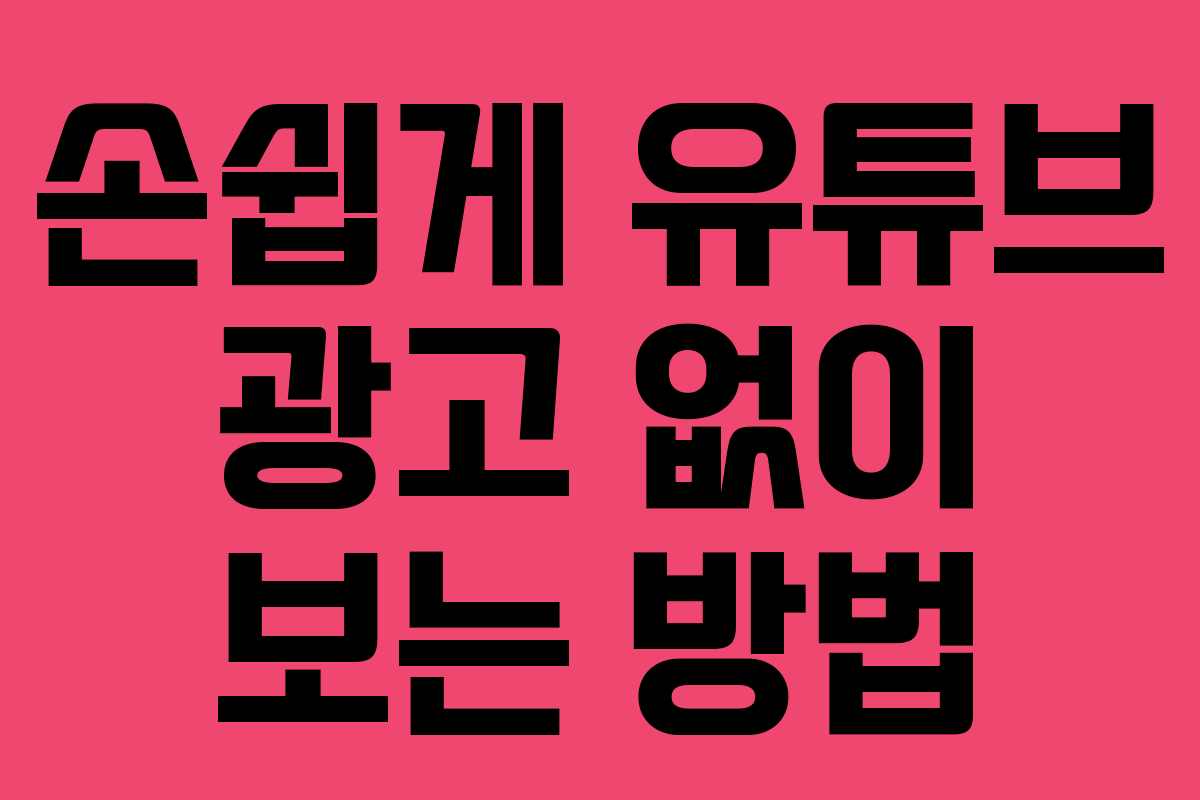 손쉽게 유튜브 광고 없이 보는 방법