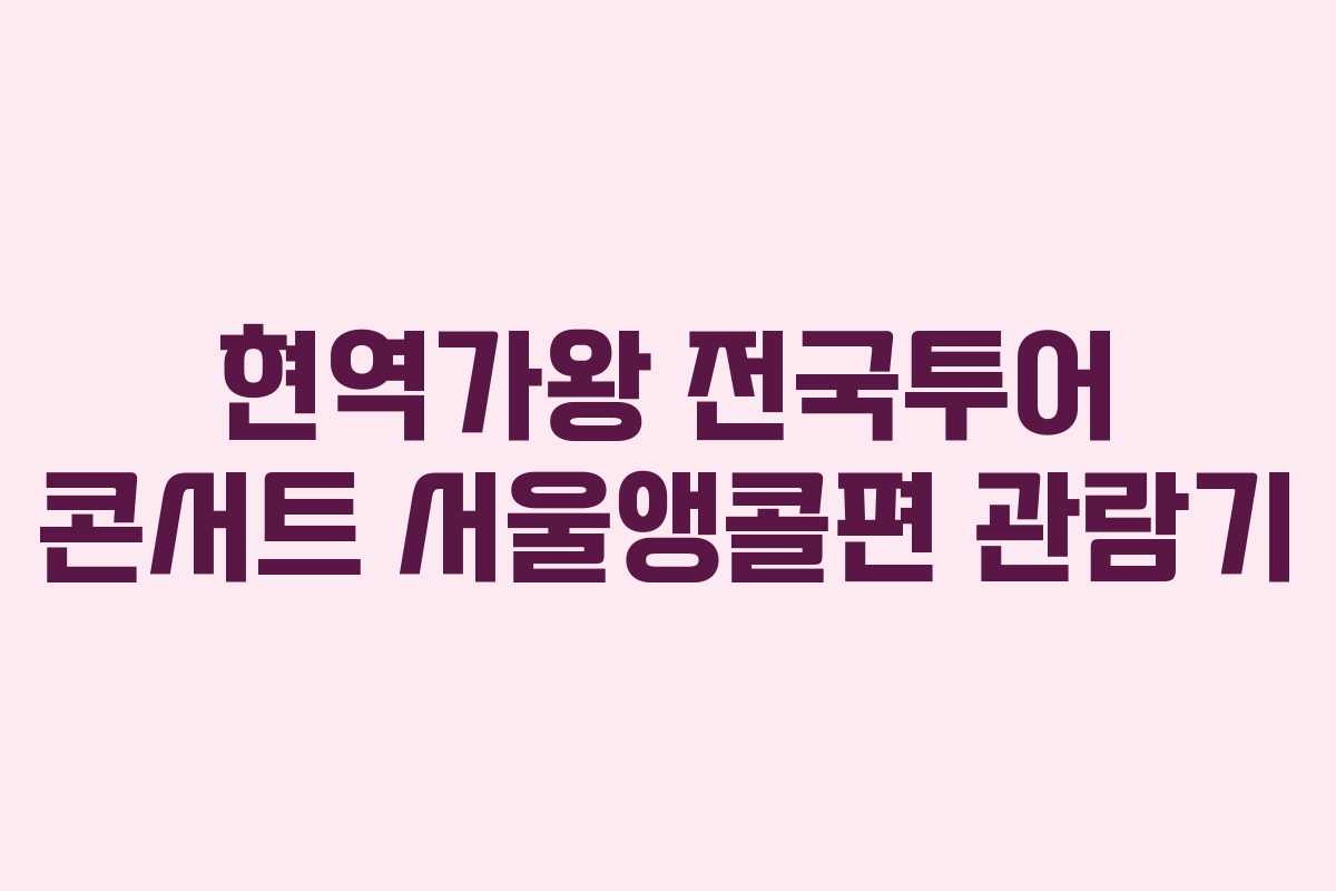 현역가왕 전국투어 콘서트 서울앵콜편 관람기