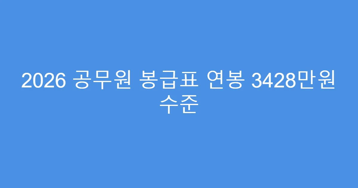 2026 공무원 봉급표 연봉 3428만원 수준