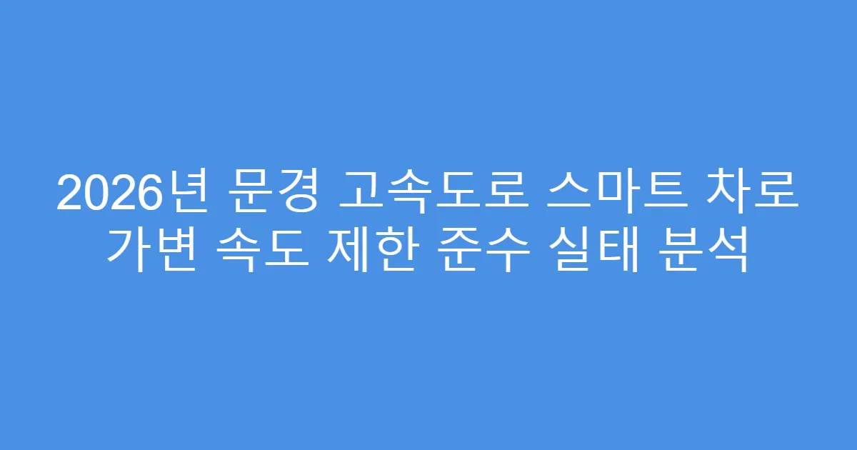 2026년 문경 고속도로 스마트 차로 가변 속도 제한 준수 실태 분석