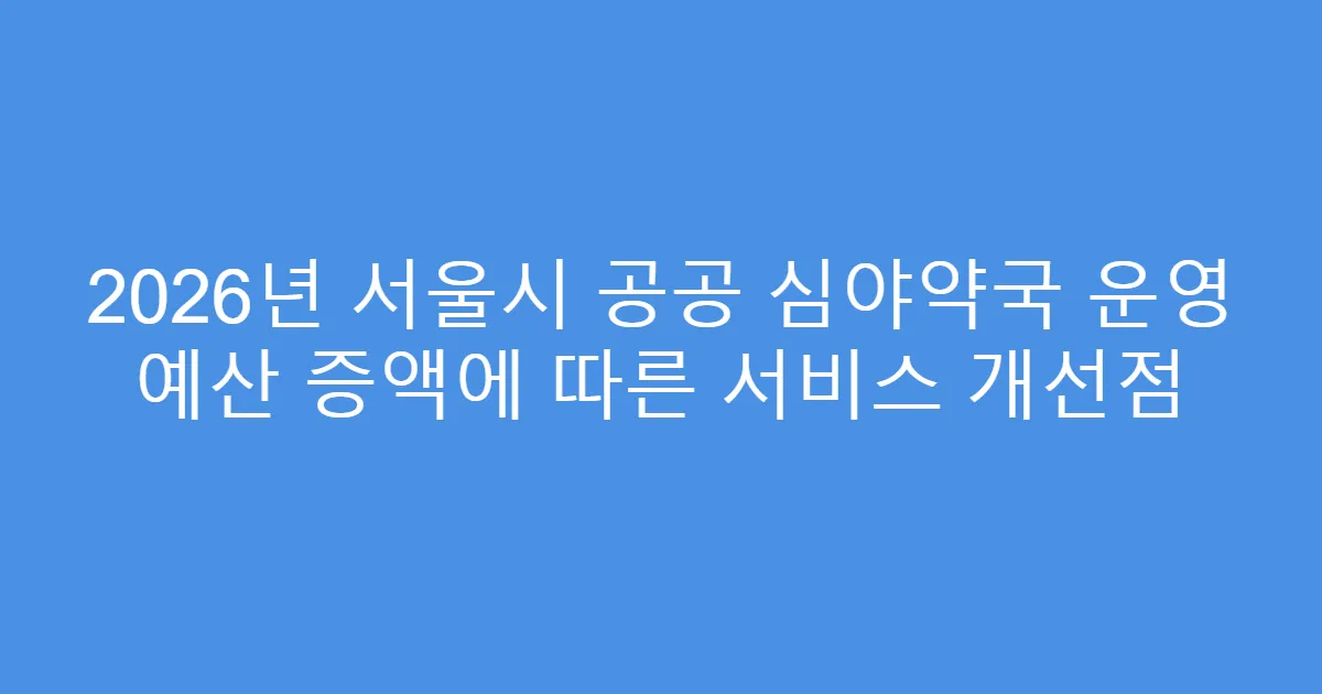 2026년 서울시 공공 심야약국 운영 예산 증액에 따른 서비스 개선점