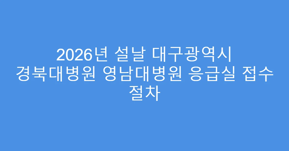 2026년 설날 대구광역시 경북대병원 영남대병원 응급실 접수 절차