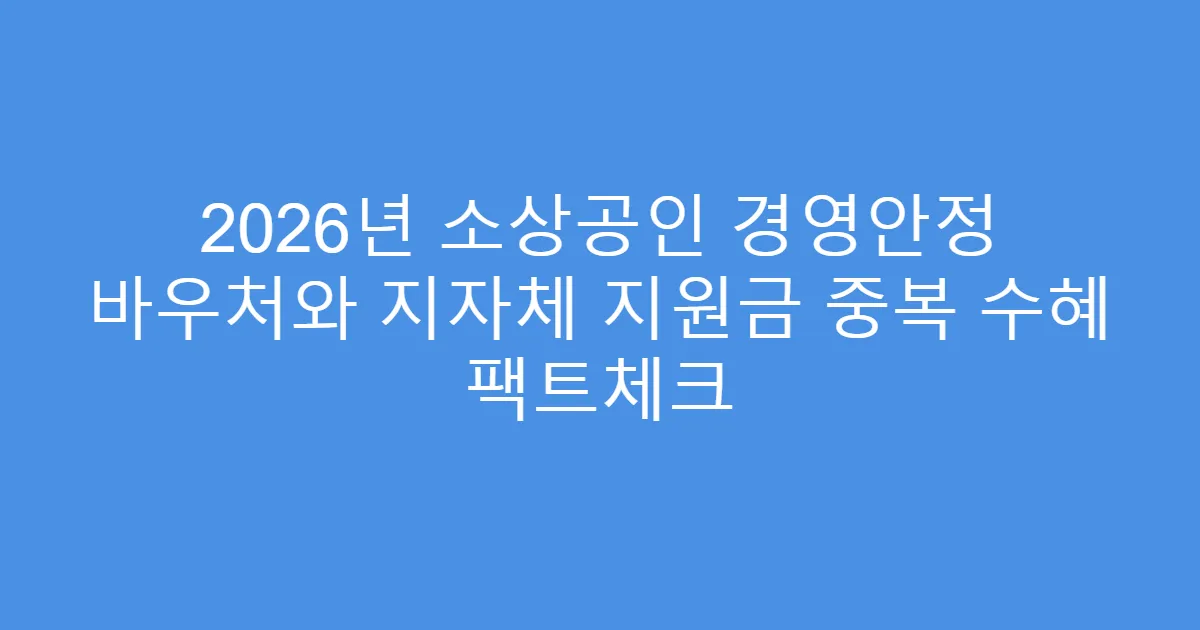 2026년 소상공인 경영안정 바우처와 지자체 지원금 중복 수혜 팩트체크