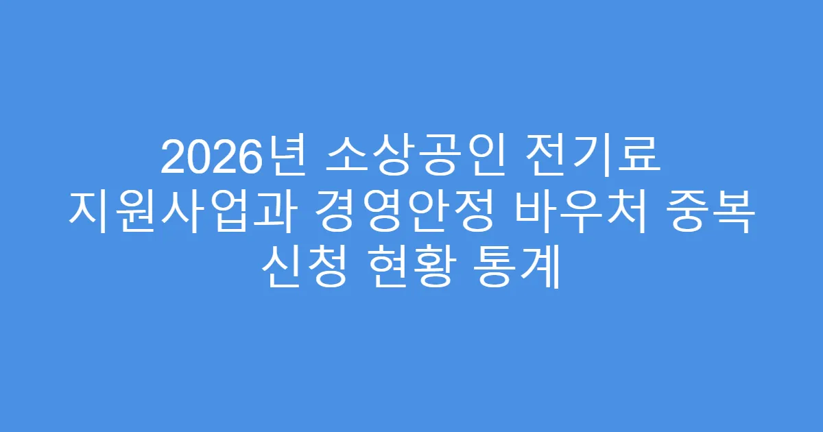 2026년 소상공인 전기료 지원사업과 경영안정 바우처 중복 신청 현황 통계