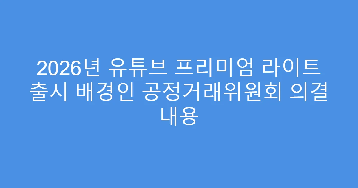 2026년 유튜브 프리미엄 라이트 출시 배경인 공정거래위원회 의결 내용