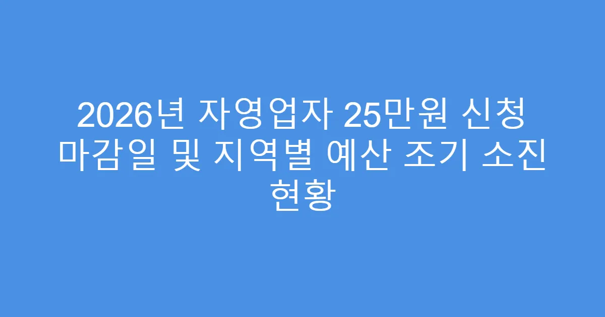 2026년 자영업자 25만원 신청 마감일 및 지역별 예산 조기 소진 현황
