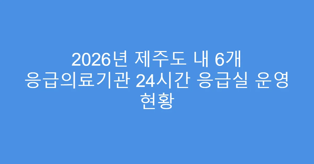 2026년 제주도 내 6개 응급의료기관 24시간 응급실 운영 현황