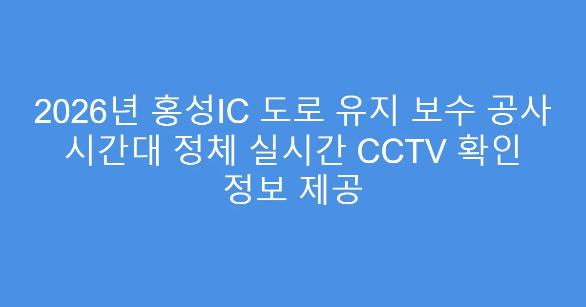 2026년 홍성IC 도로 유지 보수 공사 시간대 정체 실시간 CCTV 확인 정보 제공