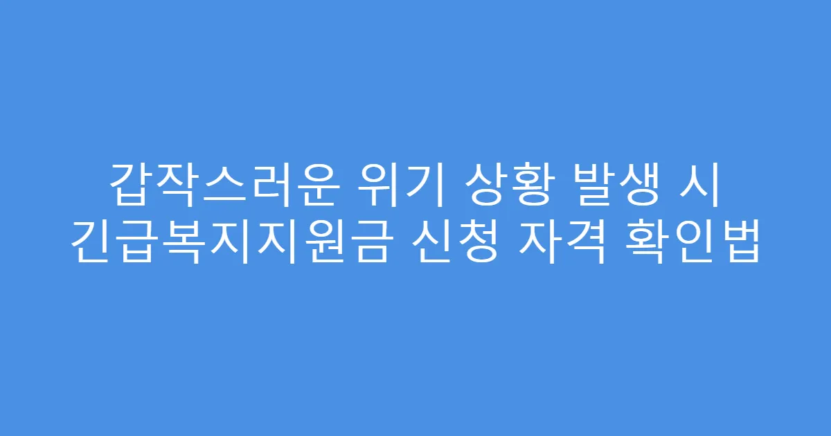 갑작스러운 위기 상황 발생 시 긴급복지지원금 신청 자격 확인법
