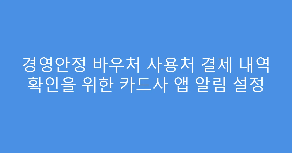 경영안정 바우처 사용처 결제 내역 확인을 위한 카드사 앱 알림 설정