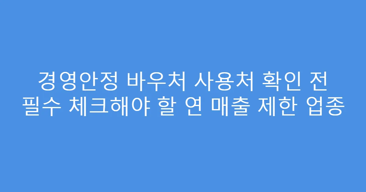 경영안정 바우처 사용처 확인 전 필수 체크해야 할 연 매출 제한 업종