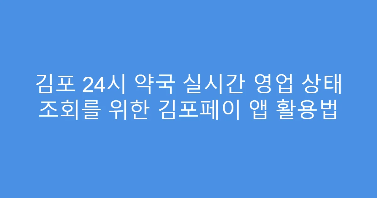김포 24시 약국 실시간 영업 상태 조회를 위한 김포페이 앱 활용법