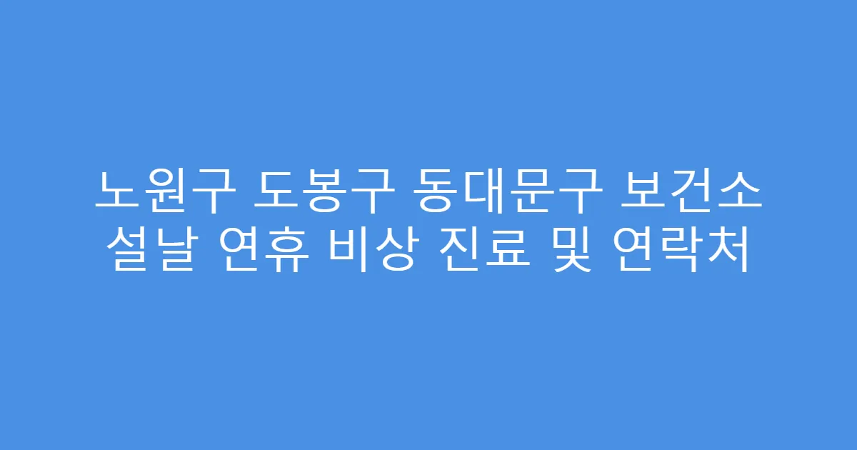노원구 도봉구 동대문구 보건소 설날 연휴 비상 진료 및 연락처