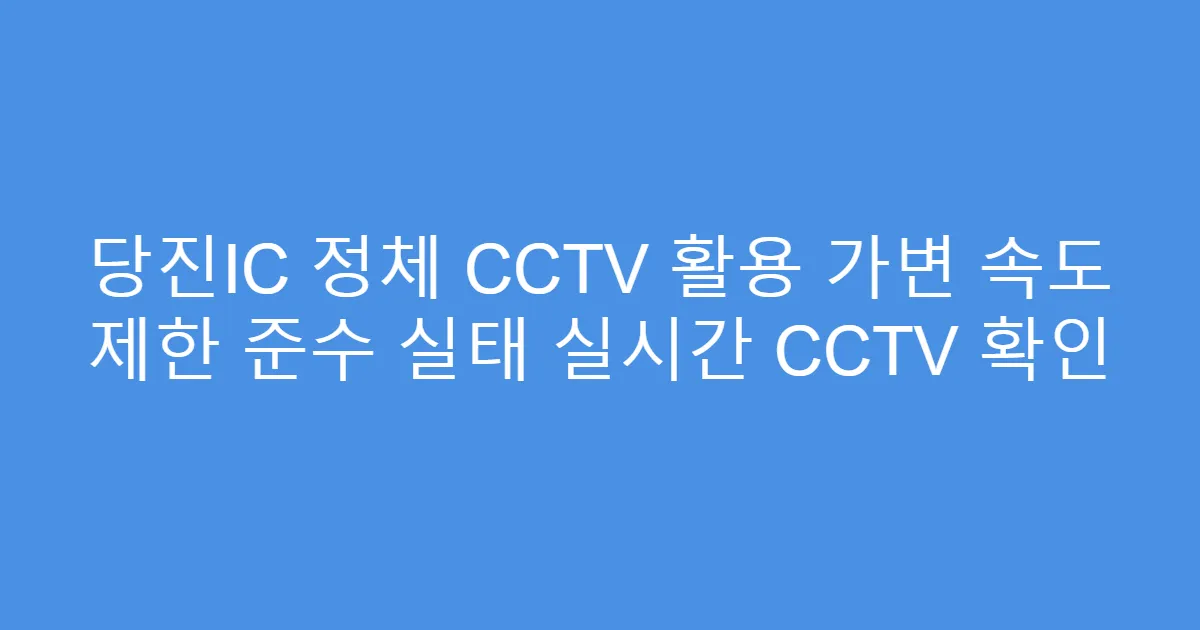 당진IC 정체 CCTV 활용 가변 속도 제한 준수 실태 실시간 CCTV 확인