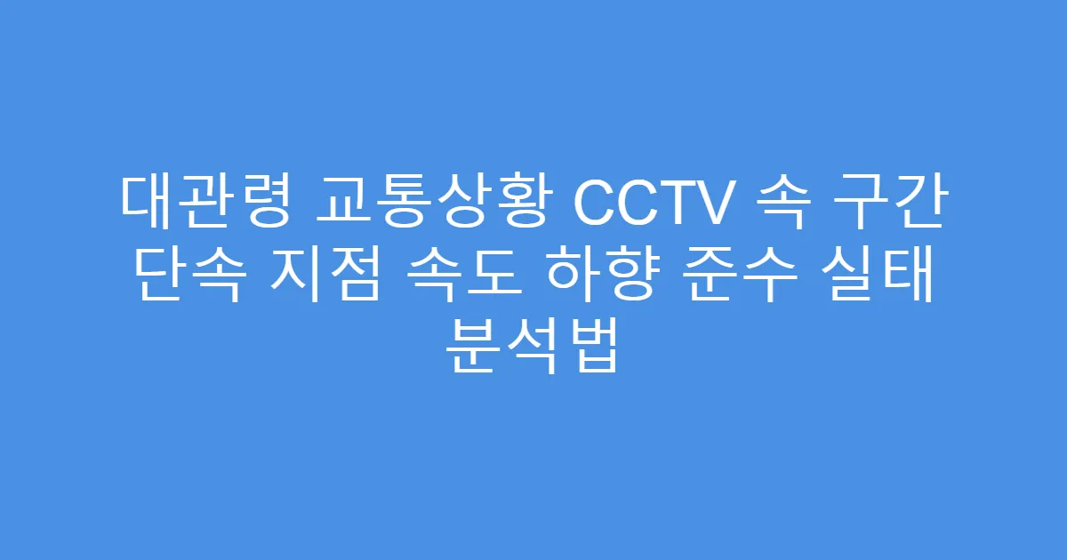 대관령 교통상황 CCTV 속 구간 단속 지점 속도 하향 준수 실태 분석법
