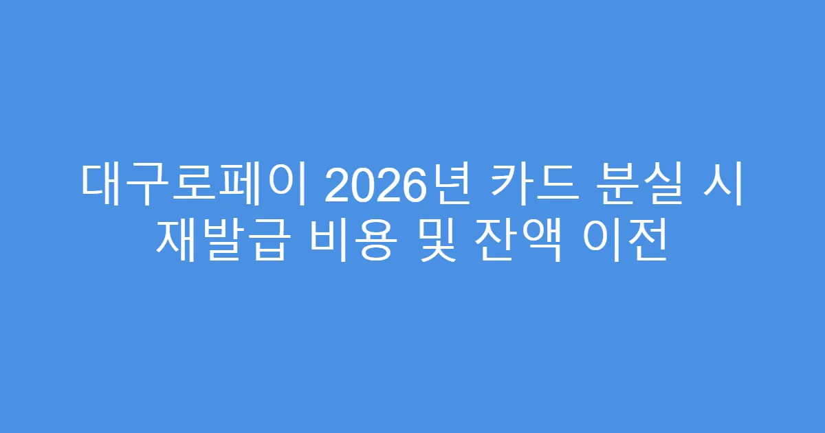 대구로페이 2026년 카드 분실 시 재발급 비용 및 잔액 이전