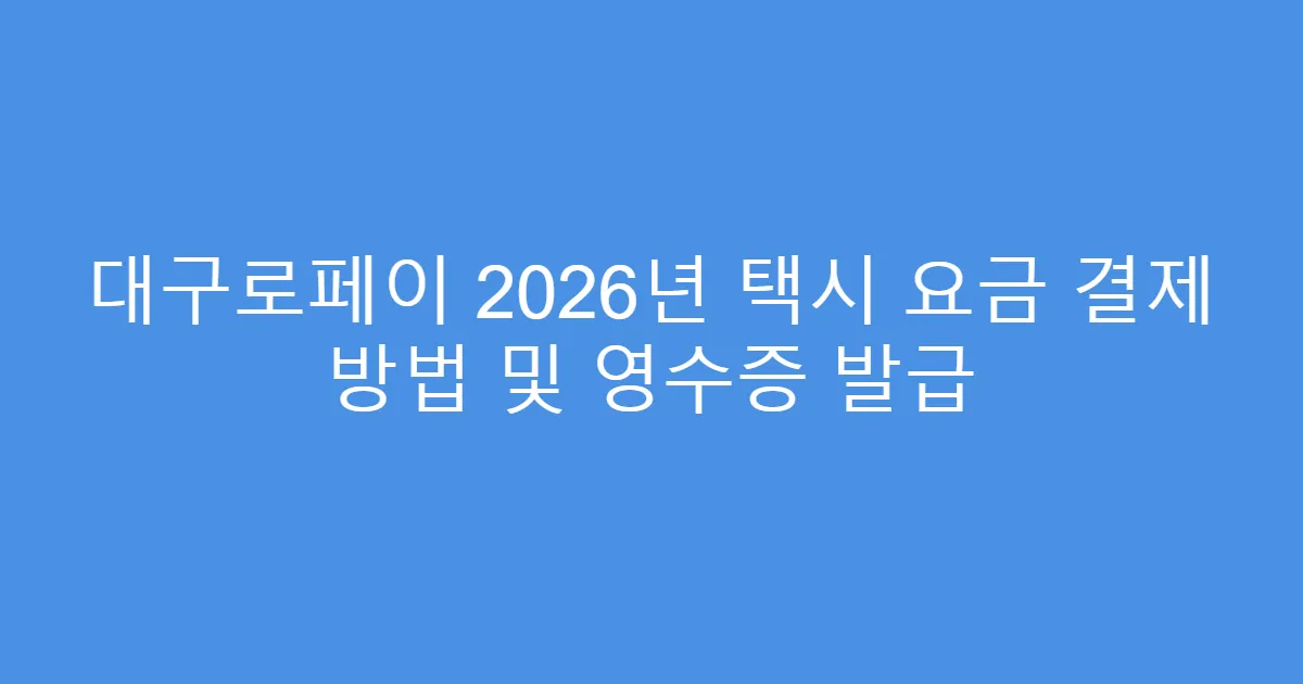 대구로페이 2026년 택시 요금 결제 방법 및 영수증 발급